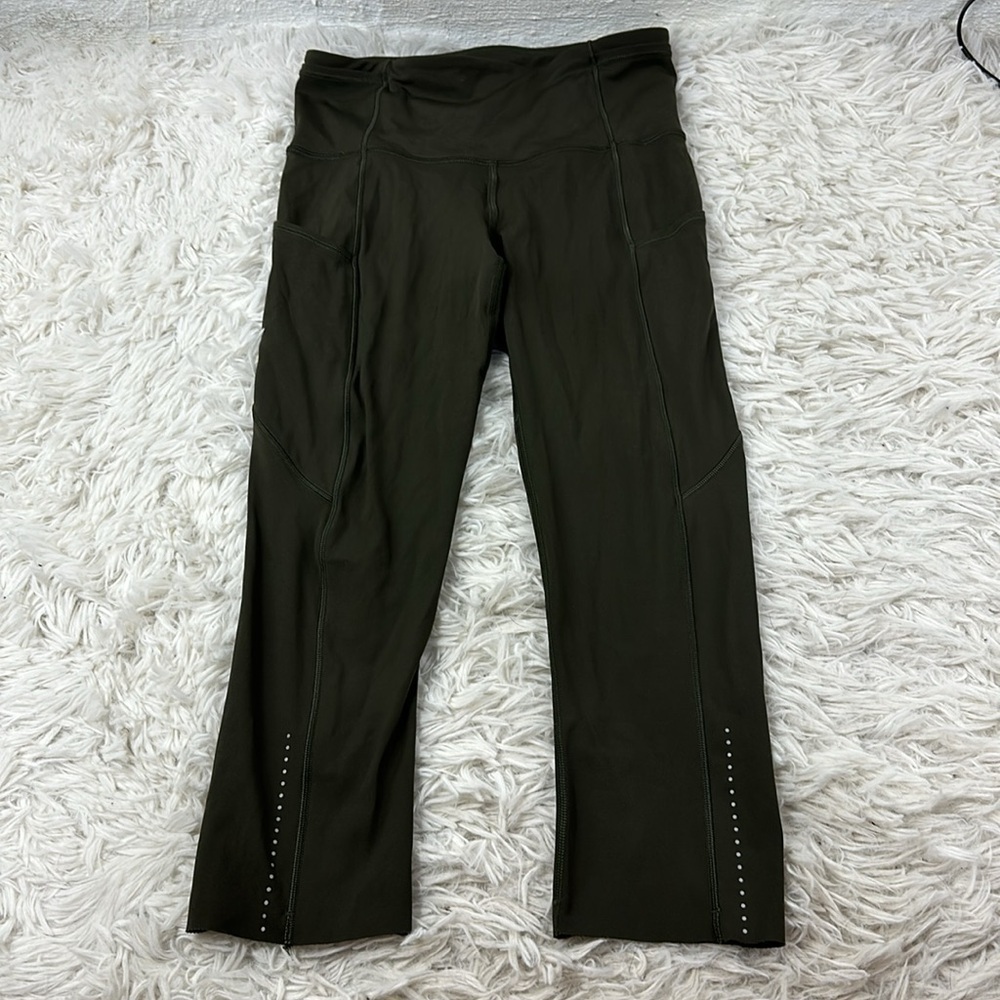 Lululemon Fast & Free Crop II *Nulux 19" Dark Olive